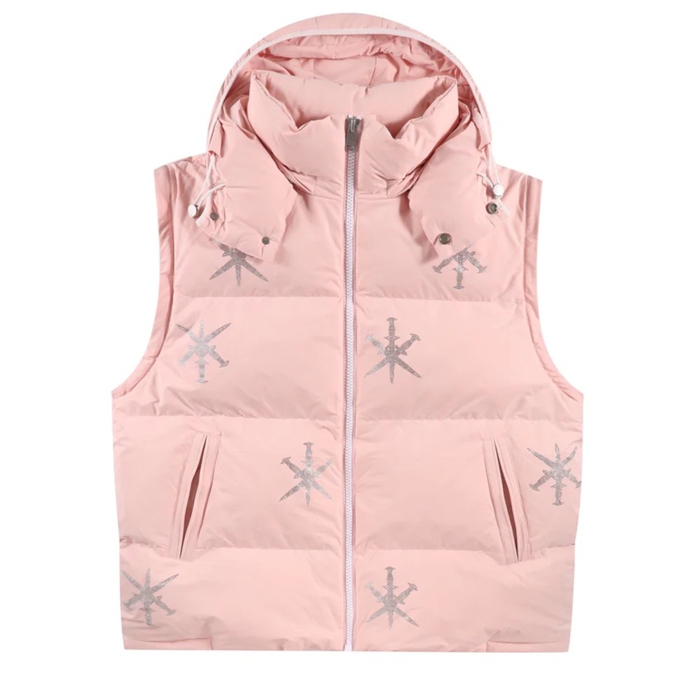 Pink Rhinestone Puffer Jacket for Men - Picture 2 of 4